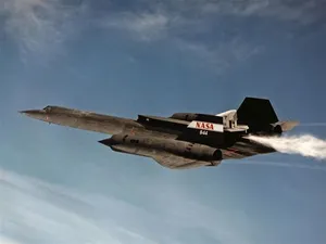 SR-71 Blackbird from left rear in flight